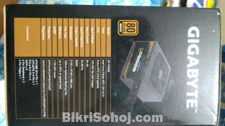 Gigabyte P650B 650W 80 Plus Bronze Certified Power Supply